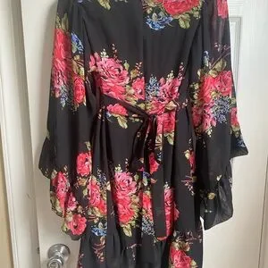 Betsey Johnson | Dresses | Betsey Johnson Bambi Mini Dress Fairy Sleeves  Sheer Overlay Tie Waist Size 4